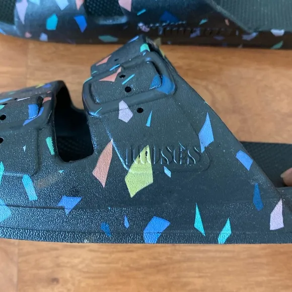 ❤️ Freedom Moses Black Rainbow Confetti Sandals Size 8.5 / 38-39