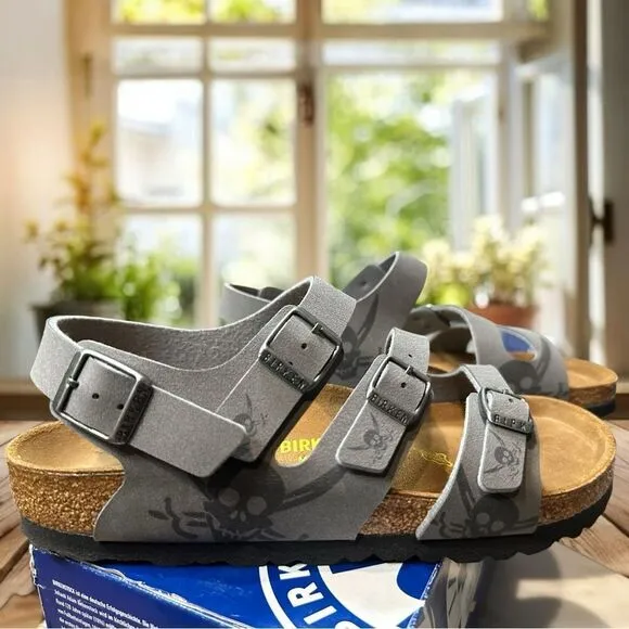 🆕🔥 NWT KIDS BIRKENSTOCK SANDALS Dark Skull Gray Regular Fit  Size 37 US 4