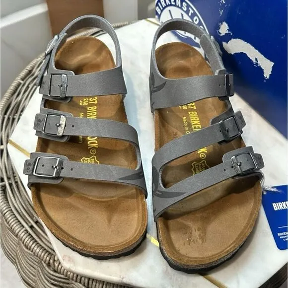 🆕🔥 NWT KIDS BIRKENSTOCK SANDALS Dark Skull Gray Regular Fit  Size 37 US 4