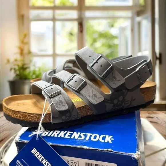 🆕🔥 NWT KIDS BIRKENSTOCK SANDALS Dark Skull Gray Regular Fit  Size 37 US 4