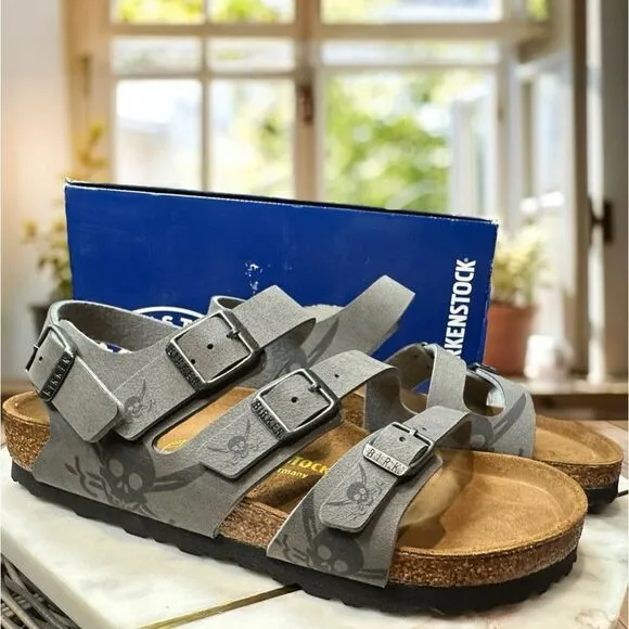 🆕🔥 NWT KIDS BIRKENSTOCK SANDALS Dark Skull Gray Regular Fit  Size 37 US 4
