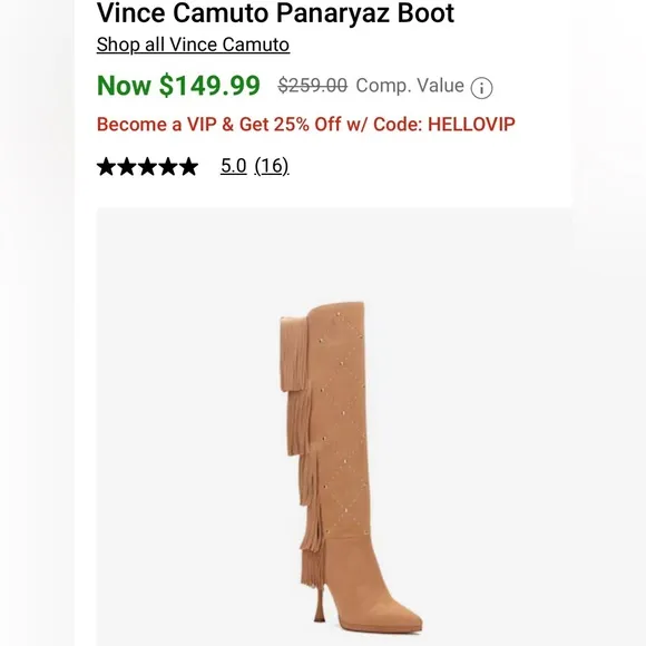 🆕 VINCE CAMUTO PANARYAZ LEATHER FRINGE / STUDDED BOOTS- Size 9.5