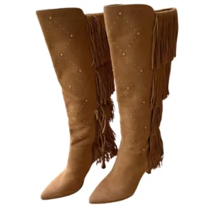 🆕 VINCE CAMUTO PANARYAZ LEATHER FRINGE / STUDDED BOOTS- Size 9.5