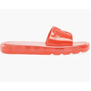 $188 Tory Burch BUBBLE Fluorescent Pink JELLY Slides Sandals Sz 9 NIB no Cover