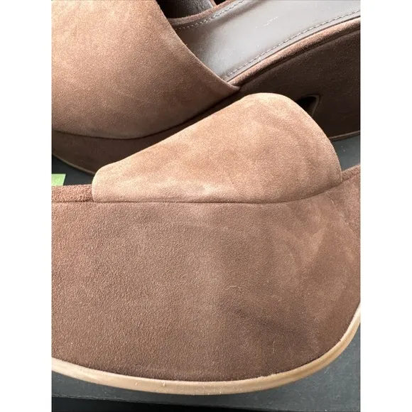 $350 Larroude Miso Platform Slide Sandal SUEDE Brown FUNKY MULE 8.5