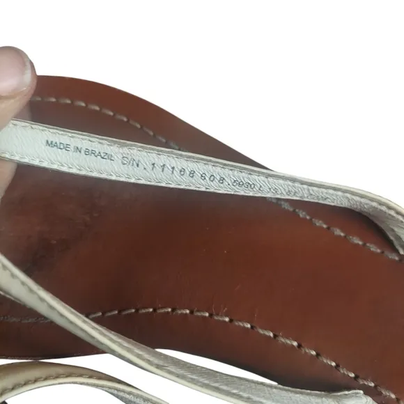 7.5 Tory Burch off white Leather Thin Flip Flops Sandals Size 7.5