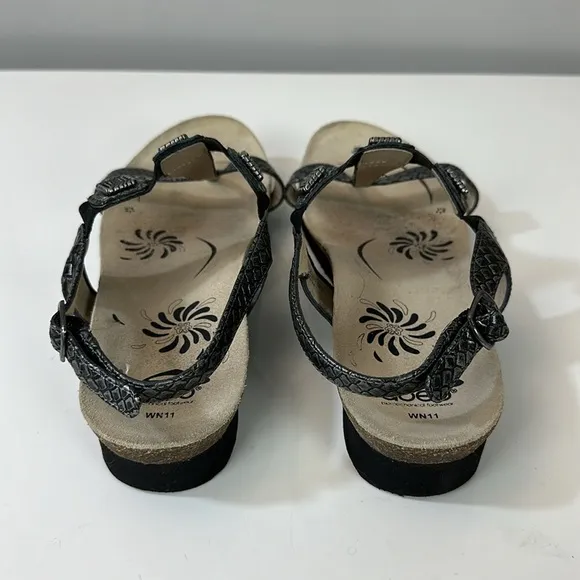 Abeo Pewter Snake Print Sandals Size 11
