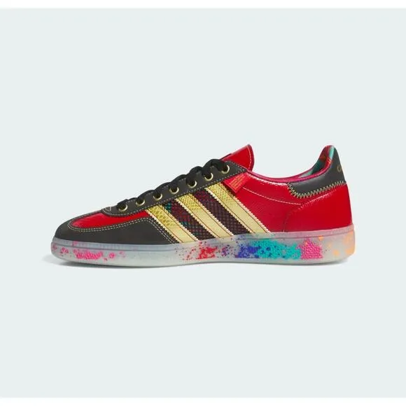 adidas Handball Spezial S.E.E.D. Scarlet Gold Paint Splatter ID8617 Men's Size 9