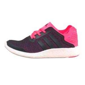 Adidas solar pink black knit pureboost reveal lace up athletic shoes