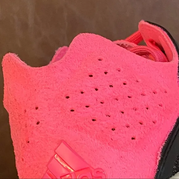 Adidas solar pink black knit pureboost reveal lace up athletic shoes