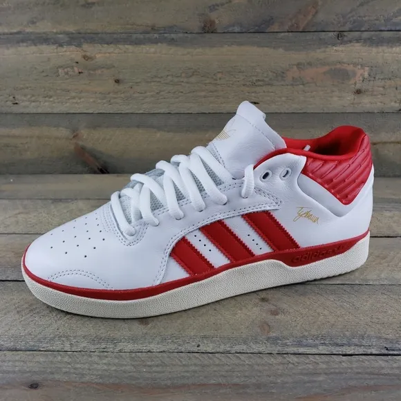 adidas Tyshawn Men's Leather Skate Casual Shoes White Red