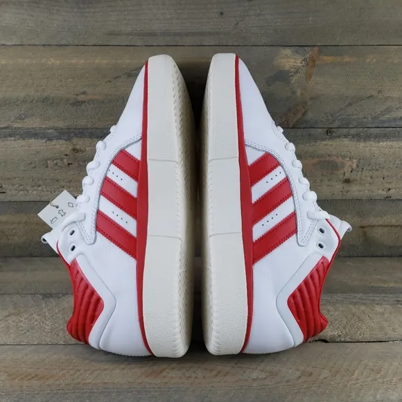 adidas Tyshawn Men's Leather Skate Casual Shoes White Red