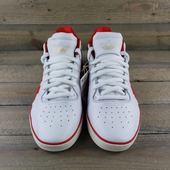 adidas Tyshawn Men's Leather Skate Casual Shoes White Red
