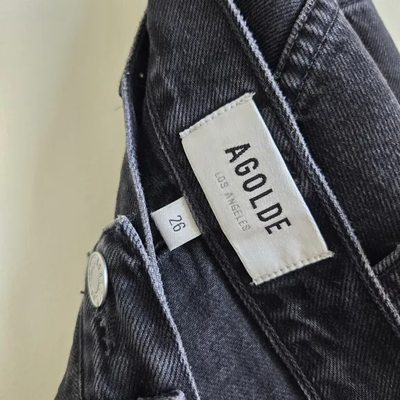 Agolde Size 26 90s pinch Waist High‎ Rise Straight Stone Wash Black Jeans