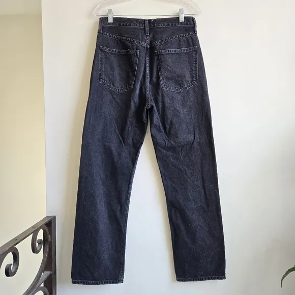 Agolde Size 26 90s pinch Waist High‎ Rise Straight Stone Wash Black Jeans