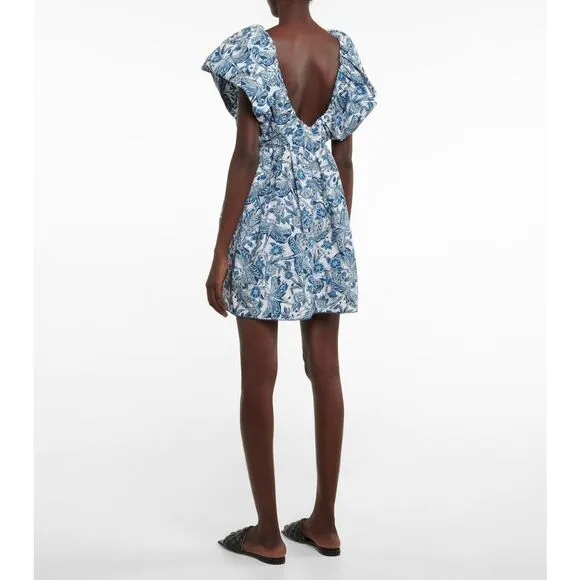 AGUA BY AGUA BENDITA Horizonte Libeulas Bow-Embellished Cotton Mini Dress XL