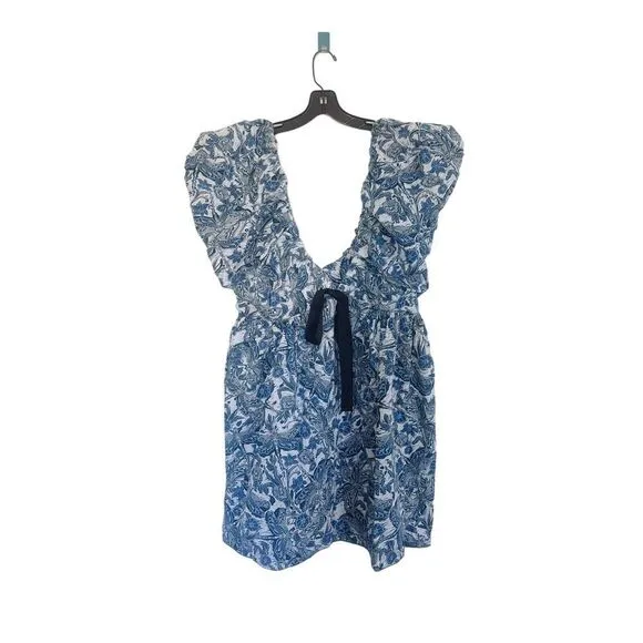 AGUA BY AGUA BENDITA Horizonte Libeulas Bow-Embellished Cotton Mini Dress XL
