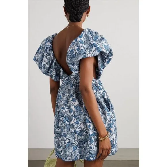 AGUA BY AGUA BENDITA Horizonte Libeulas Bow-Embellished Cotton Mini Dress XL