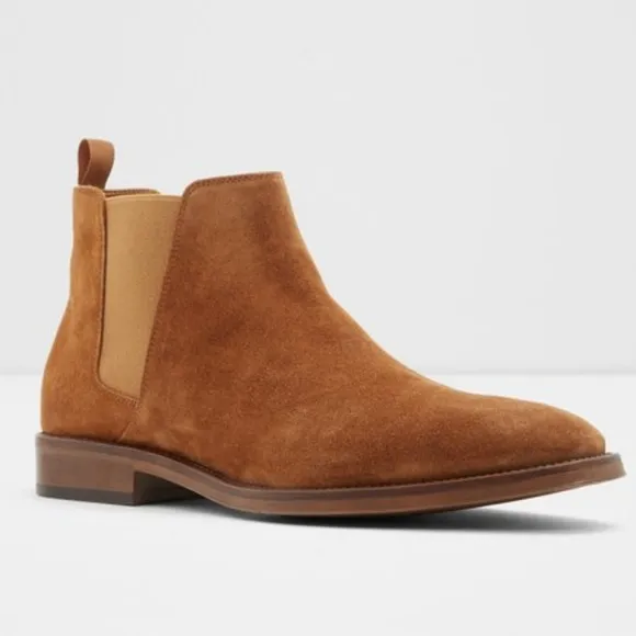 Aldo Men's Gweracien Cognac Chelsea Genuine Leather Suede Boots, Sz 9.5