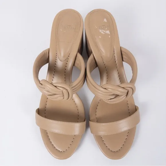 Alexandre Birman Vicky Leather Knotted Block Heel Sandals