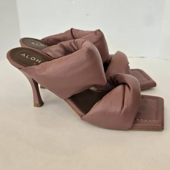 ALOHAS Pink  Heeled Mule Sandals with Twisted Design