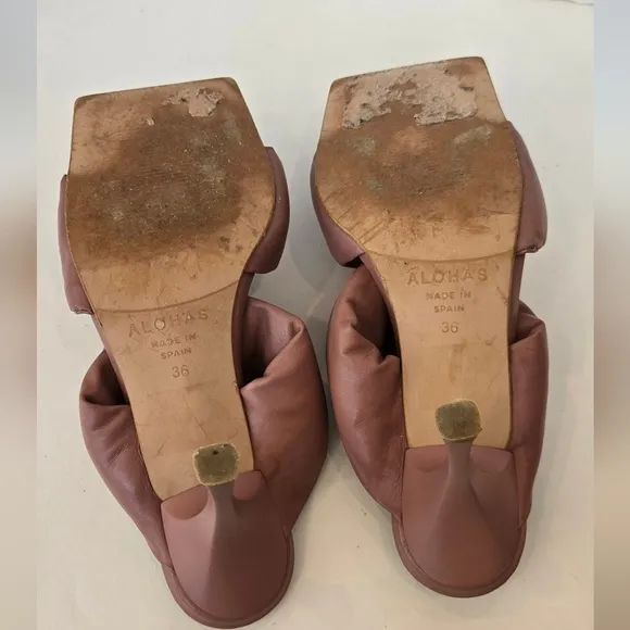 ALOHAS Pink  Heeled Mule Sandals with Twisted Design