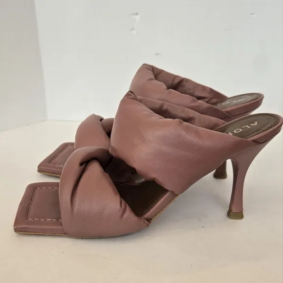 ALOHAS Pink  Heeled Mule Sandals with Twisted Design