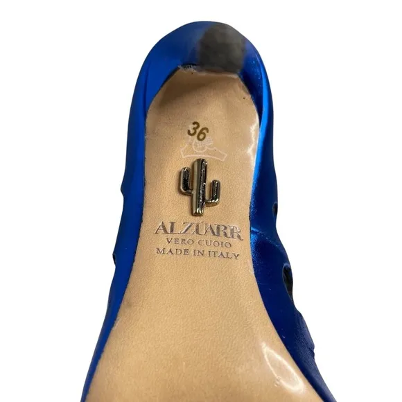 Alzuarr The CeCe Metallic blue with cutouts women size 5.5 heels. #Holiday