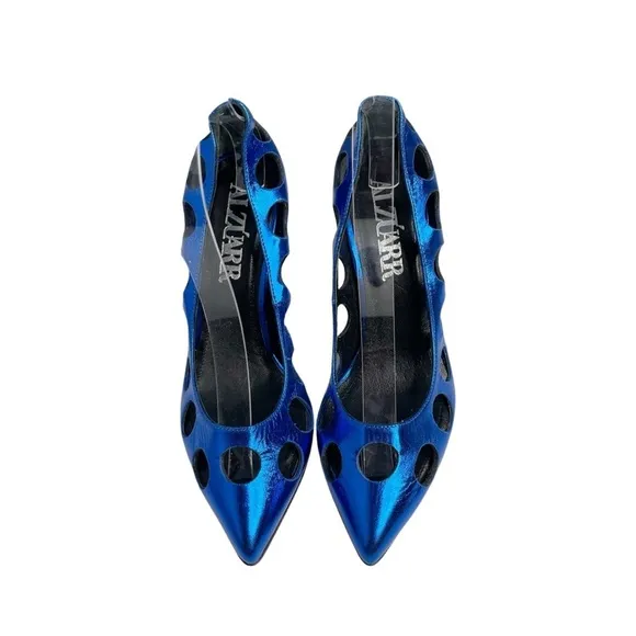 Alzuarr The CeCe Metallic blue with cutouts women size 5.5 heels. #Holiday