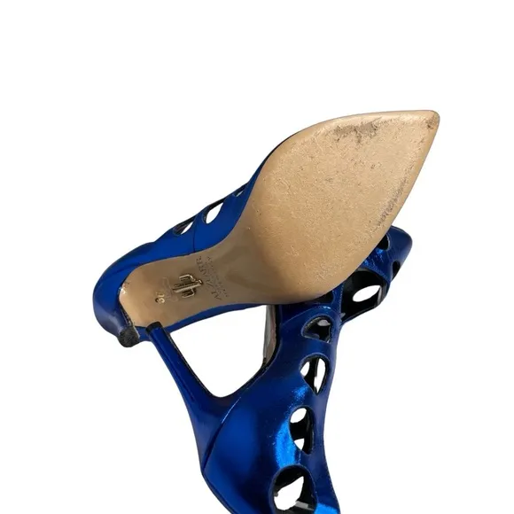 Alzuarr The CeCe Metallic blue with cutouts women size 5.5 heels. #Holiday