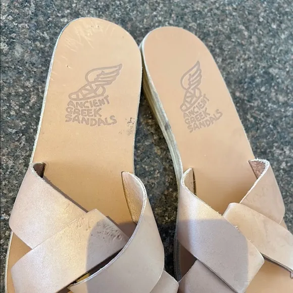 ANCIENT GREEK LADIES TAN SLIP ON SANDALS-8