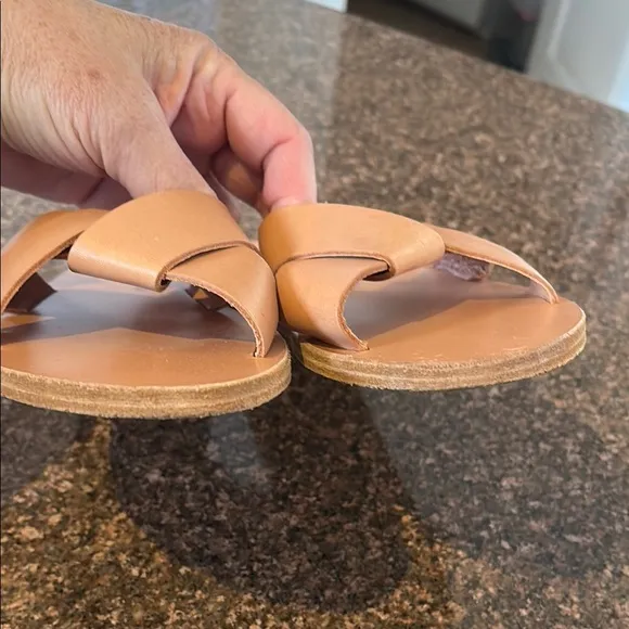 ANCIENT GREEK LADIES TAN SLIP ON SANDALS-8