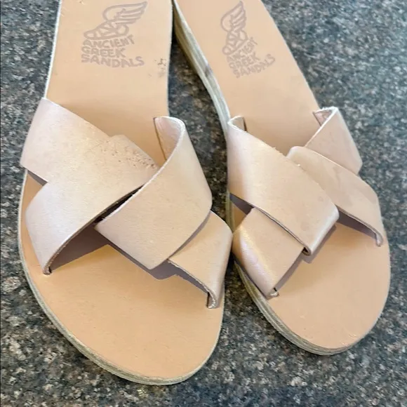ANCIENT GREEK LADIES TAN SLIP ON SANDALS-8