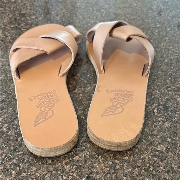 ANCIENT GREEK LADIES TAN SLIP ON SANDALS-8