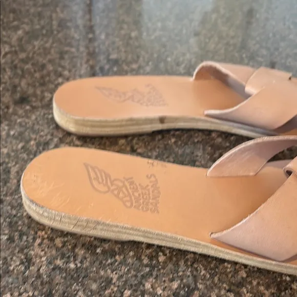 ANCIENT GREEK LADIES TAN SLIP ON SANDALS-8