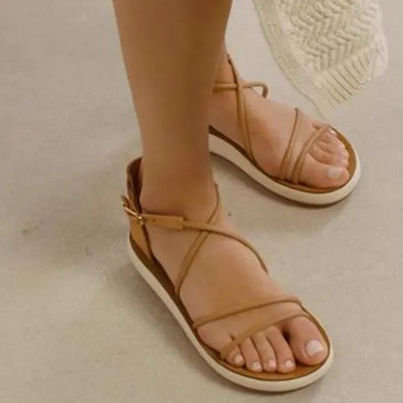 ANCIENT GREEK SANDALS Women's Anastasia Metallic Comfort Sandals, Platinum,8(38)