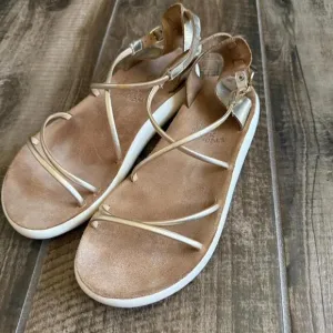 ANCIENT GREEK SANDALS Women's Anastasia Metallic Comfort Sandals, Platinum,8(38)
