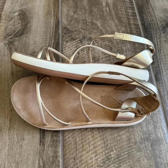 ANCIENT GREEK SANDALS Women's Anastasia Metallic Comfort Sandals, Platinum,8(38)