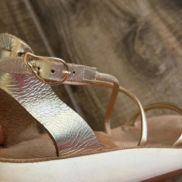 ANCIENT GREEK SANDALS Women's Anastasia Metallic Comfort Sandals, Platinum,8(38)