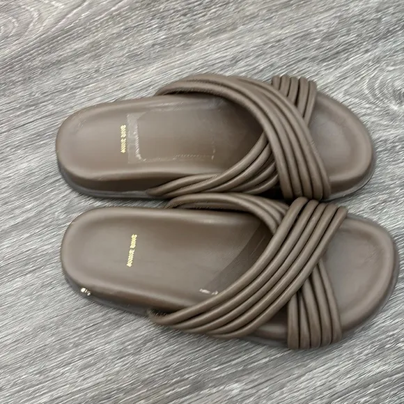 Anine Bing women’s Ipanema Brown Leather Sandals Slides 36