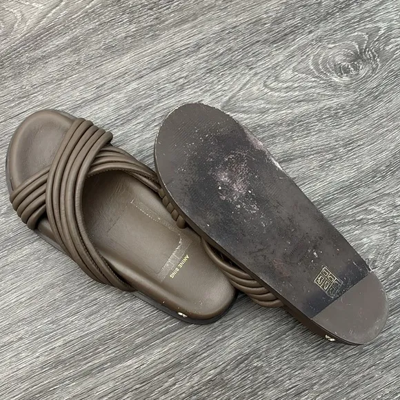 Anine Bing women’s Ipanema Brown Leather Sandals Slides 36