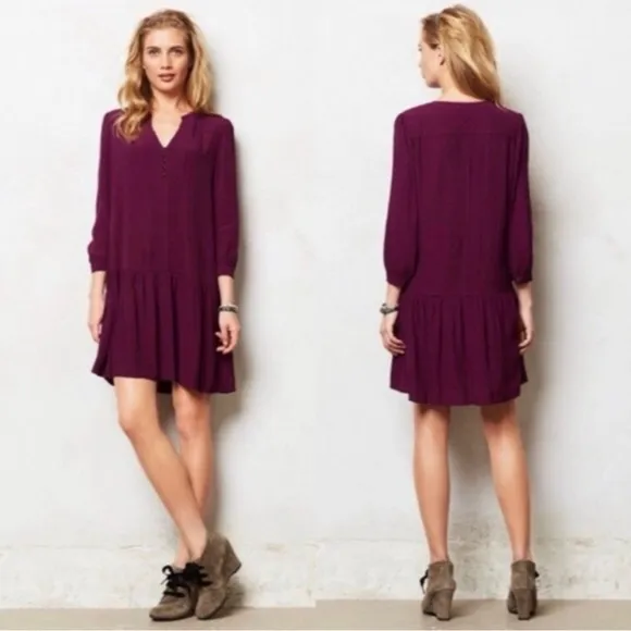 Anthropologie Maeve Galina Drop Waist Tunic Dress Large