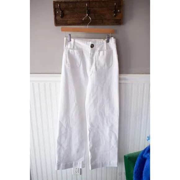 Anthropologie The Denim Colette Cropped Wide-Leg Jeans 29 White NEW
