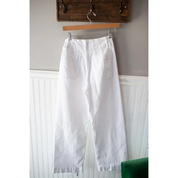 Anthropologie The Denim Colette Cropped Wide-Leg Jeans 29 White NEW