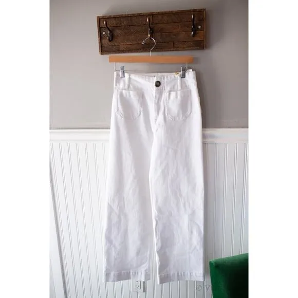 Anthropologie The Denim Colette Cropped Wide-Leg Jeans 29 White NEW
