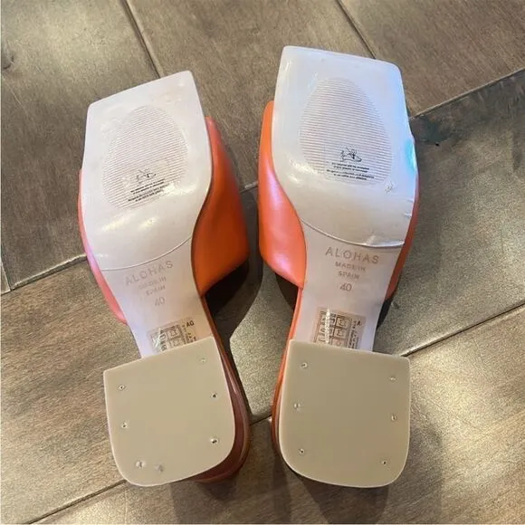Anthropologie x Alohas Brushed Degradé Pink &amp; Orange Leather Sandals EU 40 US 9