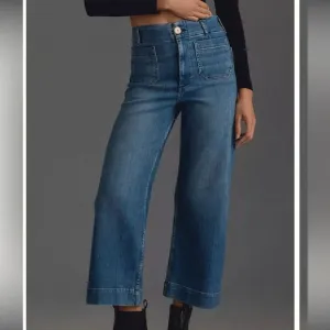 Anthropologie Maeve The Colette Cropped Wide Leg Denim Pants Medium Blue NWOT