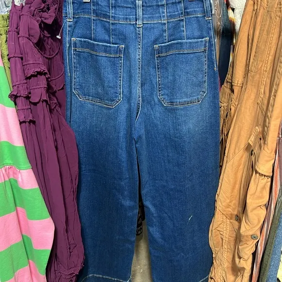 Anthropologie Maeve The Colette Cropped Wide Leg Denim Pants Medium Blue NWOT