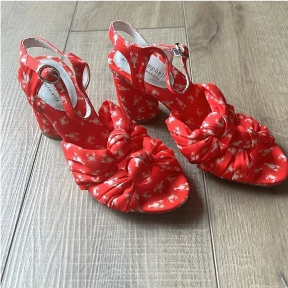 Anthropologie x Jeffrey Campbell RED LOBSTER CRAB Knot Strap Heel Sandal US 6.5