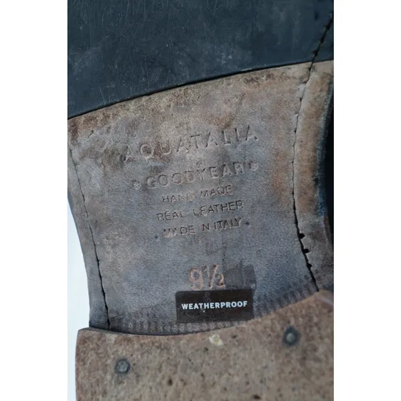 Aquatalia Boots Italian Leather Weatherproof Shoes Size 9.5 Black